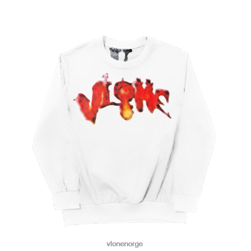 menn topp Vlone halloween flammende gresskar sweatshirt hvit P608VV385