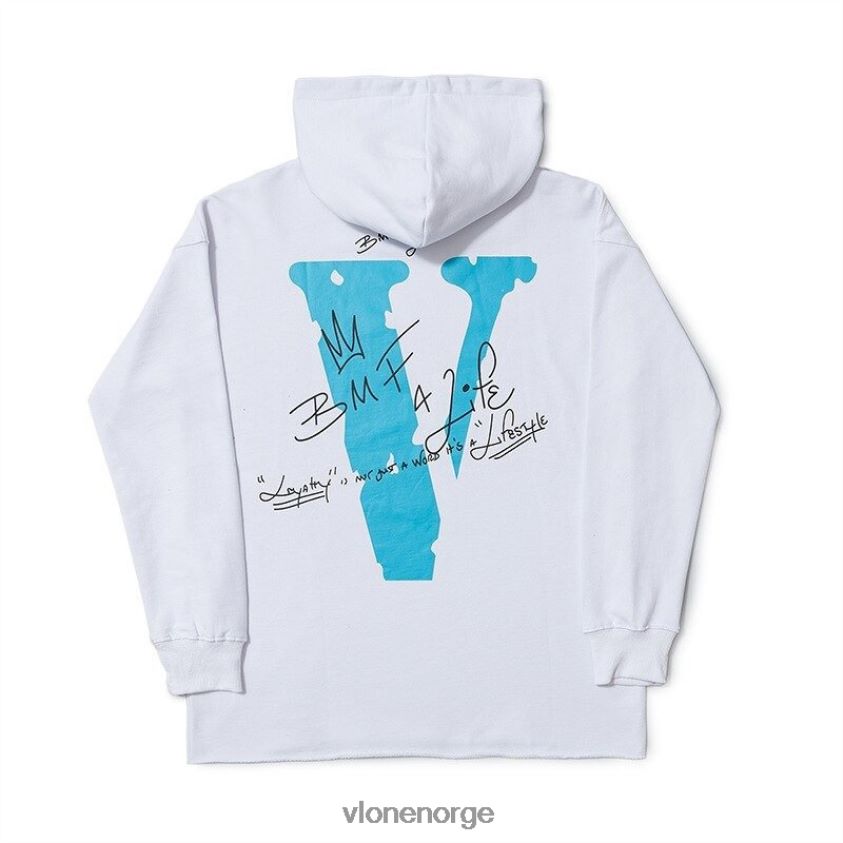 menn topp Vlone death b4 dishonor hvit hettegenser P608VV47