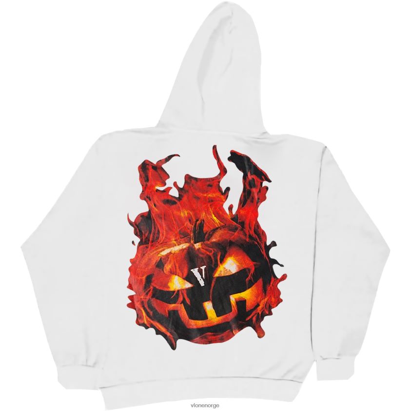 menn topp Vlone halloween flammende gresskar hettegenser svart P608VV40