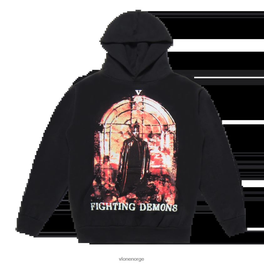 menn topp Vlone juice wrld brenner hettegenser svart P608VV7