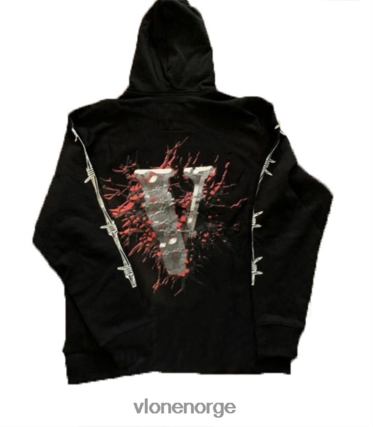 menn topp Vlone juice wrld splatter svart hettegenser P608VV13