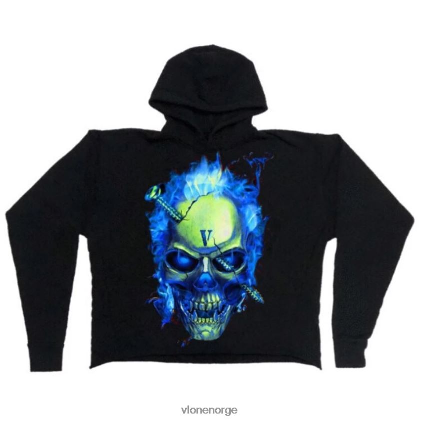 menn topp Vlone pop up blå houston texas hettegenser svart P608VV90