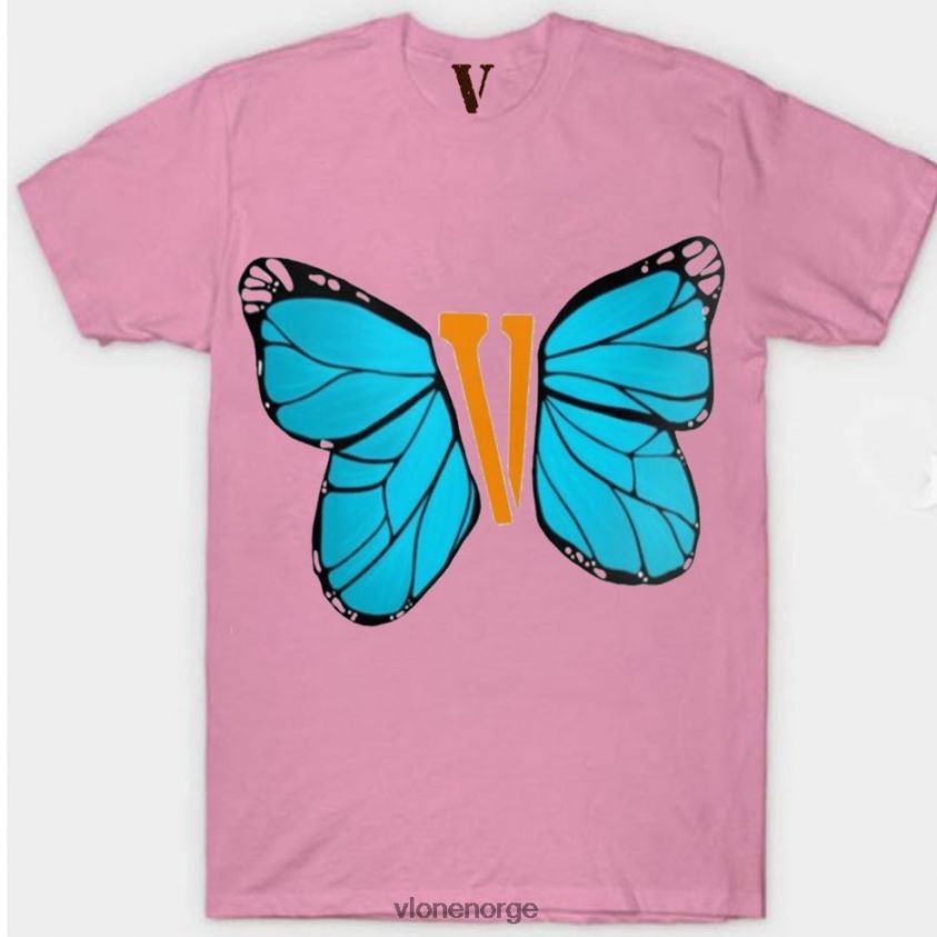menn topp Vlone blå sommerfugl t-skjorte P608VV276