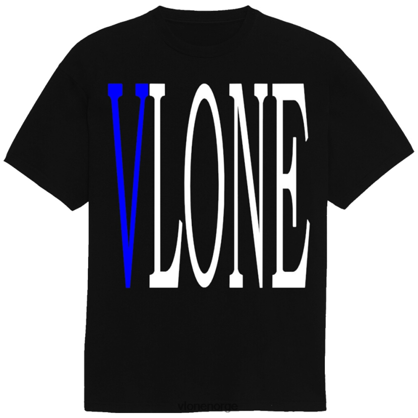 menn topp Vlone blå v-trykt t-skjorte P608VV362