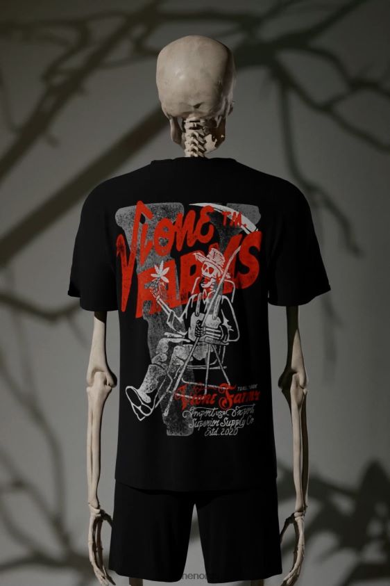 menn topp Vlone for avslappet bonde t-skjorte svart P608VV103