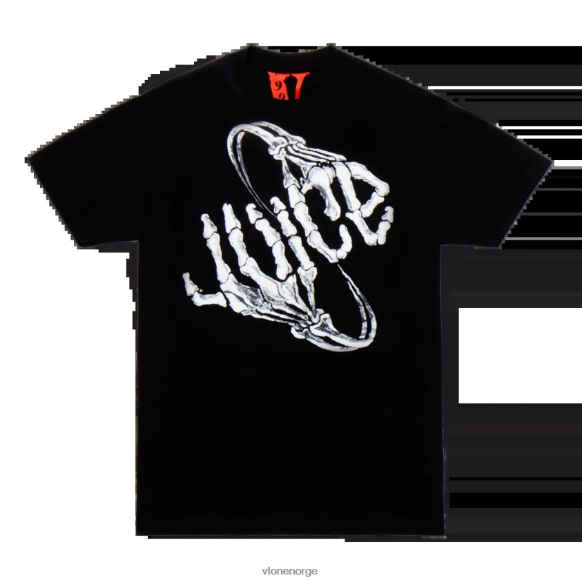 menn topp Vlone juice wrld bones tee svart P608VV117