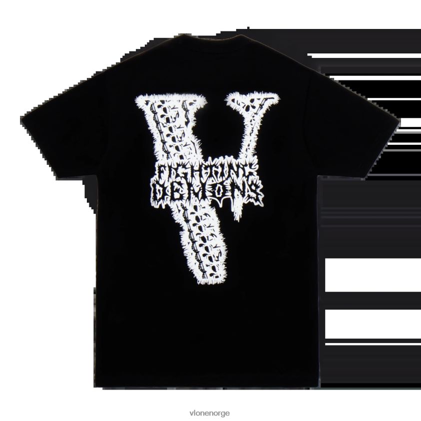 menn topp Vlone juice wrld bones tee svart P608VV117