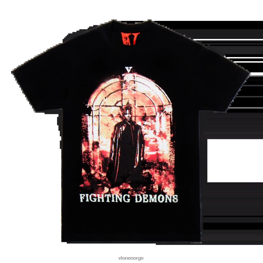 menn topp Vlone juice wrld brenner tee svart P608VV122