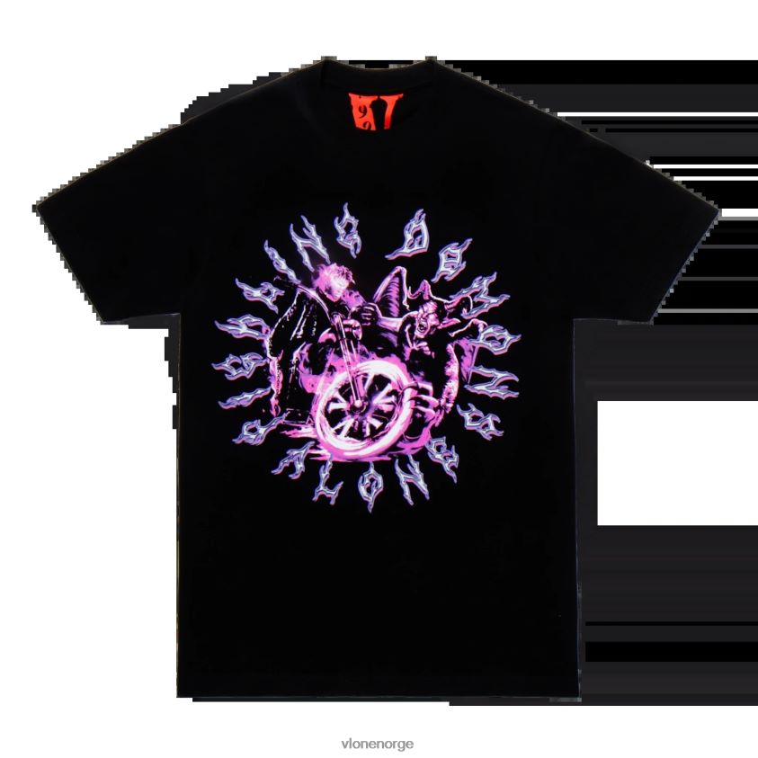 menn topp Vlone juice wrld rider tee svart P608VV116