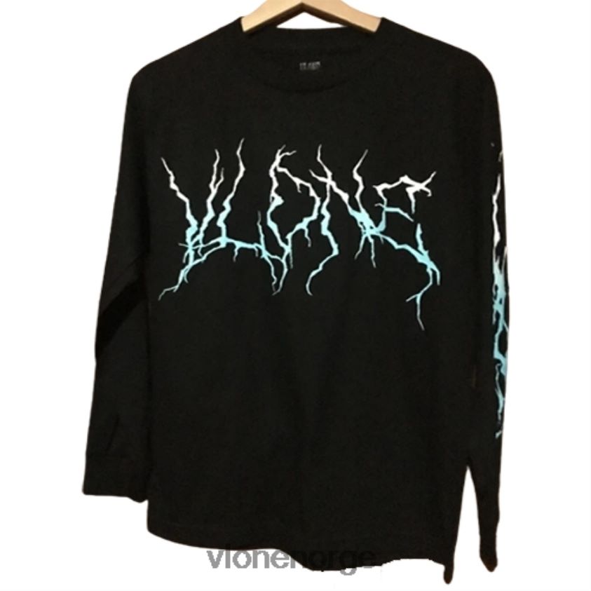 menn topp Vlone label lightning logo t-skjorte P608VV351