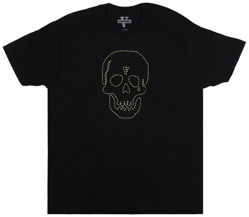 menn topp Vlone nabolaget skull svart t-skjorte P608VV189