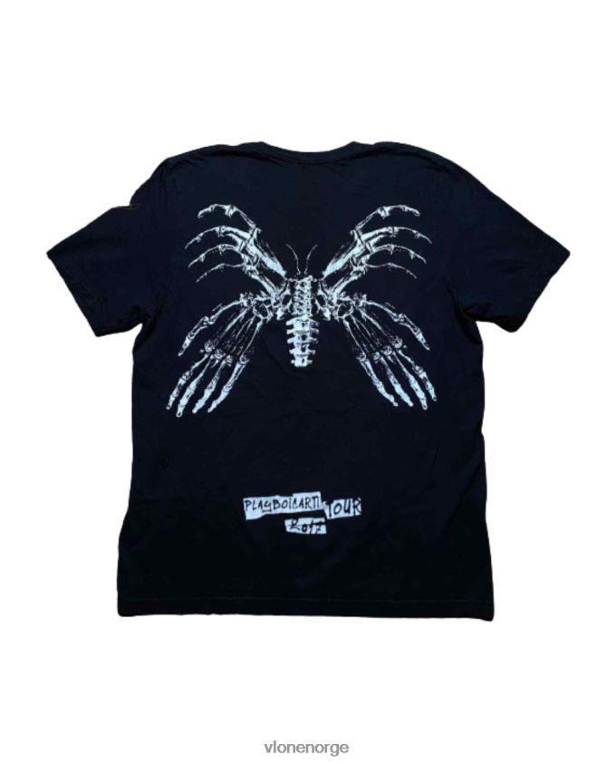 menn topp Vlone playboi carti butterfly skjelett t-skjorte svart P608VV166