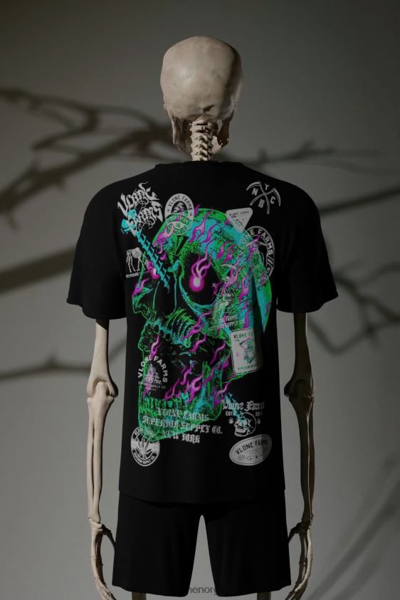 menn topp Vlone ren smerte t-skjorte svart P608VV97