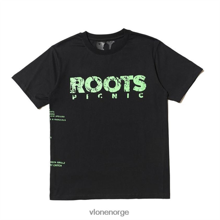menn topp Vlone roots piknik-t-skjorte svart P608VV251