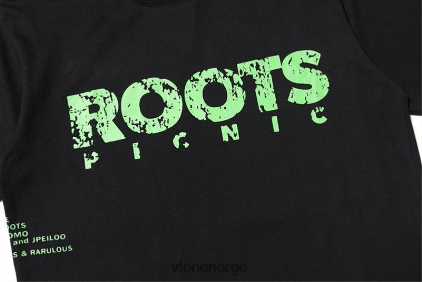 menn topp Vlone roots piknik-t-skjorte svart P608VV251
