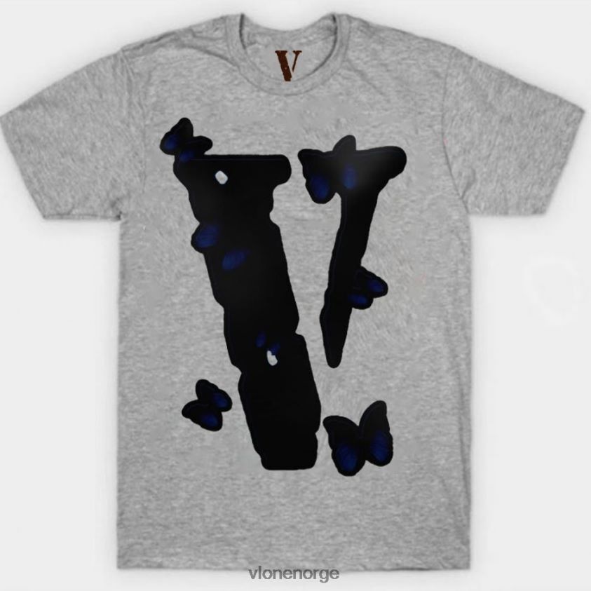 menn topp Vlone sort sommerfugl t-skjorte P608VV272