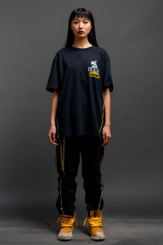 menn topp Vlone svart policy t-skjorte i rhinestone P608VV111