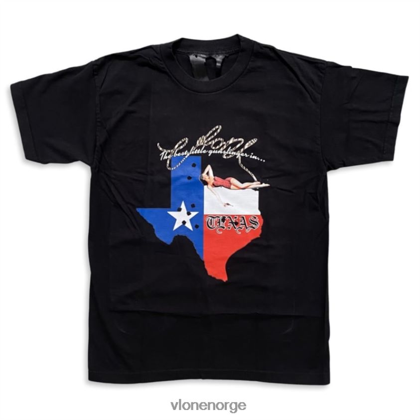 menn topp Vlone texas gunslinger state tee svart P608VV182