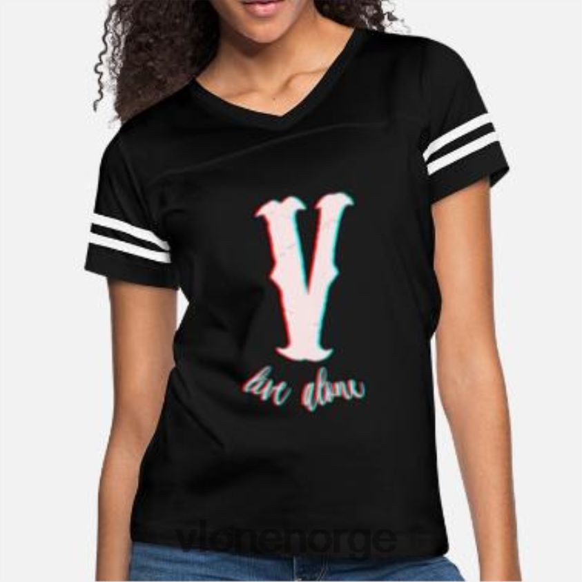 menn topp Vlone v teksttrykte t-skjorter i bomull P608VV342