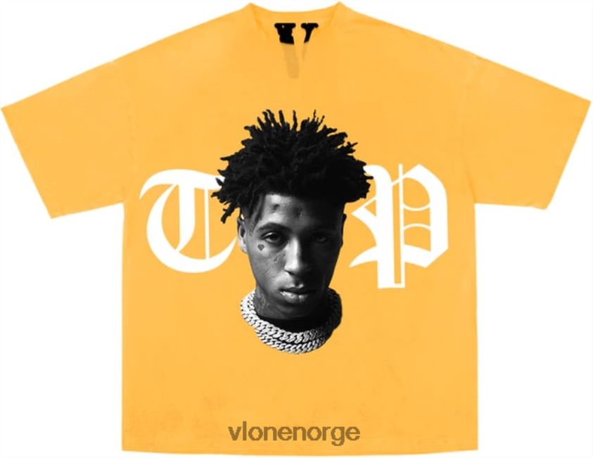 menn topp Vlone youngboy nba fred knapt gul tee P608VV239